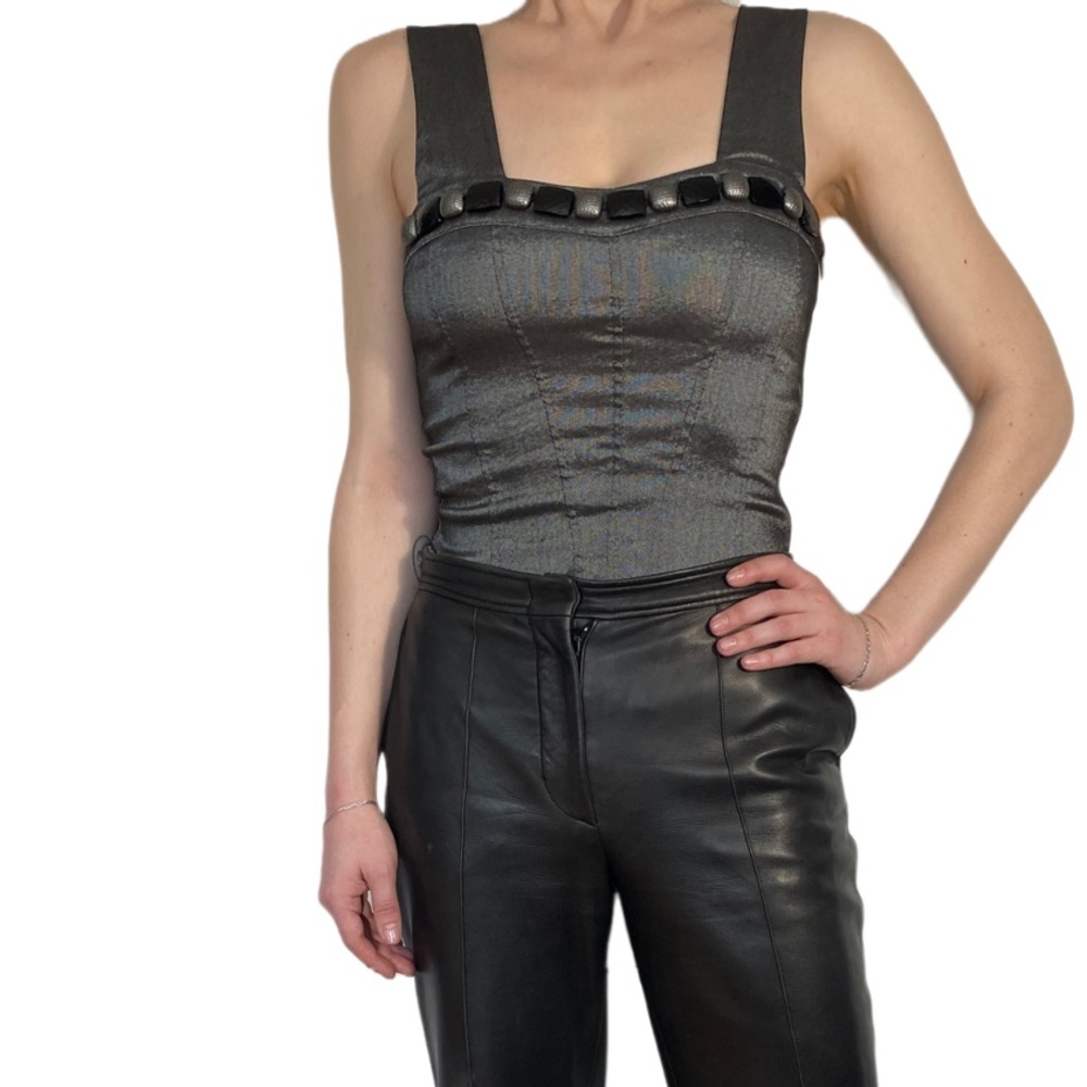 Metallic corset style top